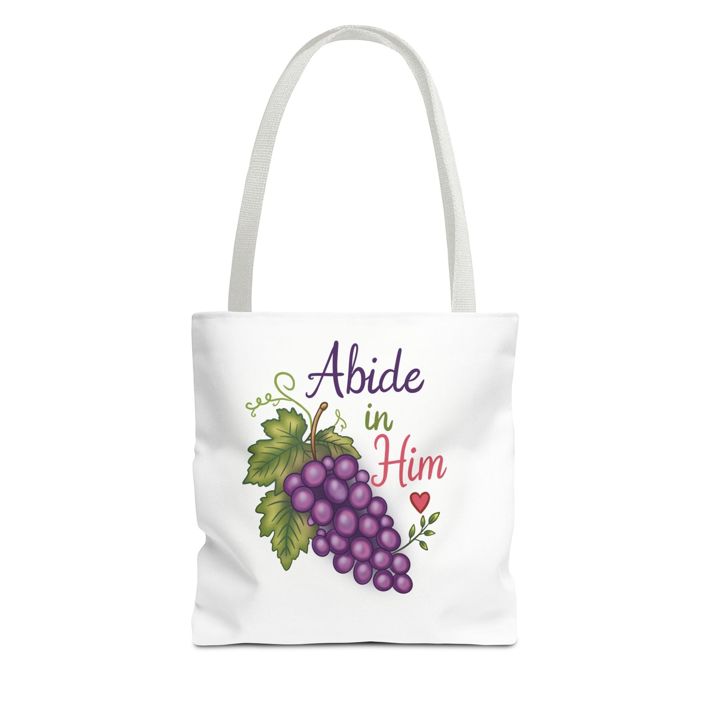 Abide in Him Tote Bag — Christian Inspirational Grape Design