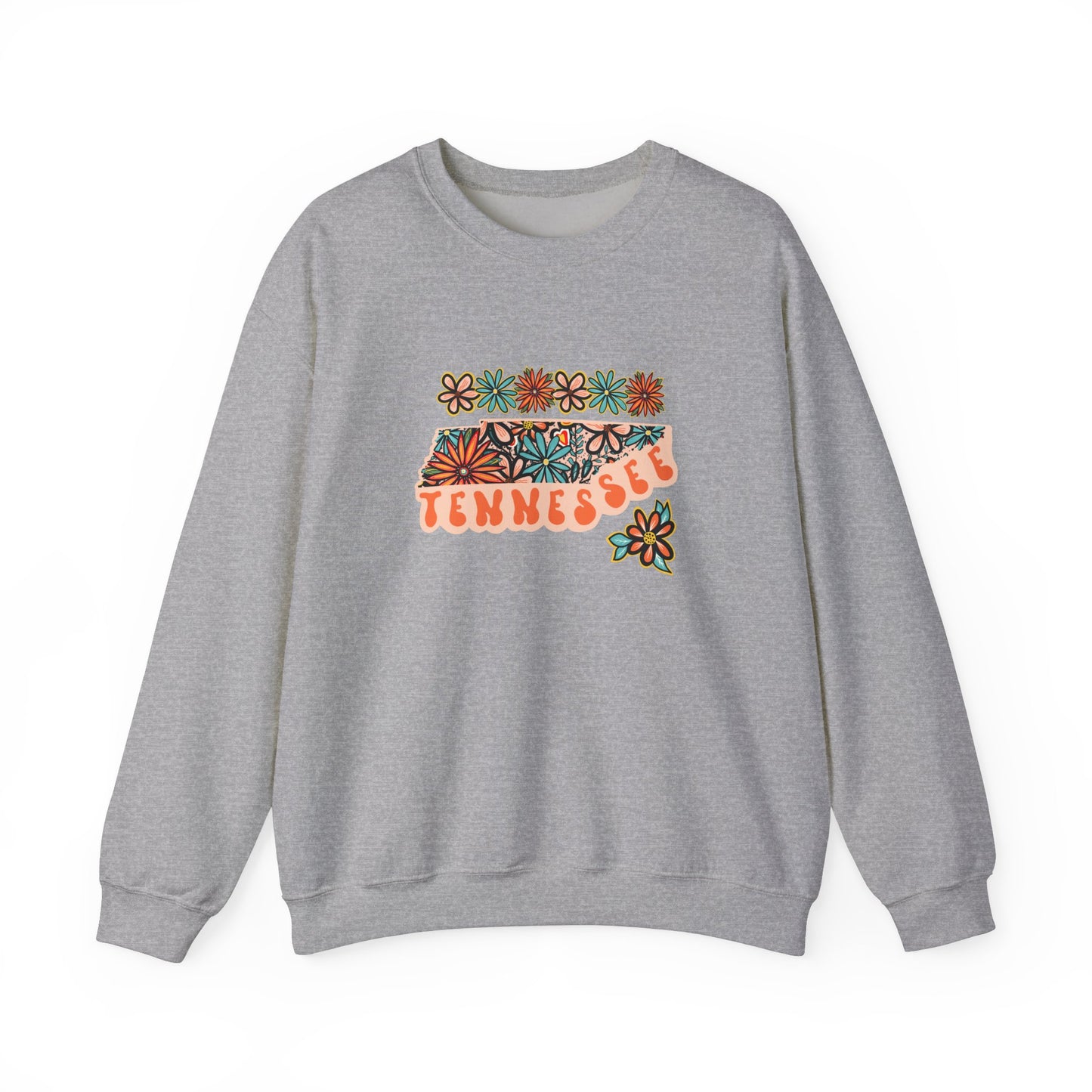 Retro 70s Flowers Tennessee State Design — Heavy Blend™ Crewneck Sweatshirt