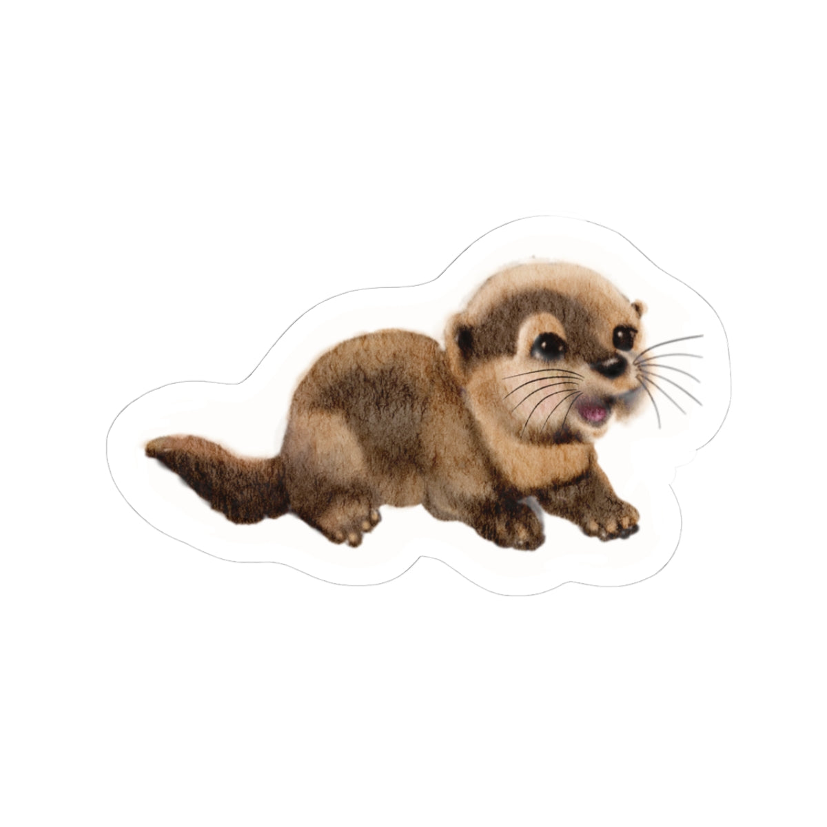 Playful Baby Otter Kiss-Cut Sticker — Cute Animal Laptop Decal