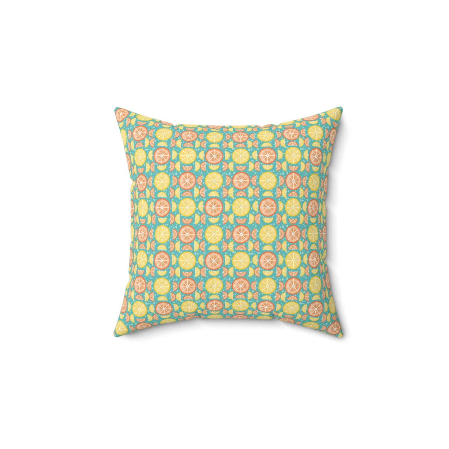 Citrus Slices Geometric Turquoise Pillow