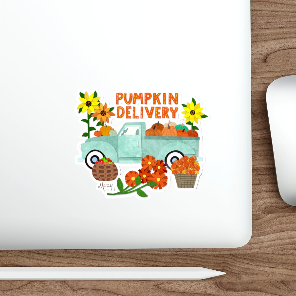 Pumpkin Delivery Collage Die Cut Sticker