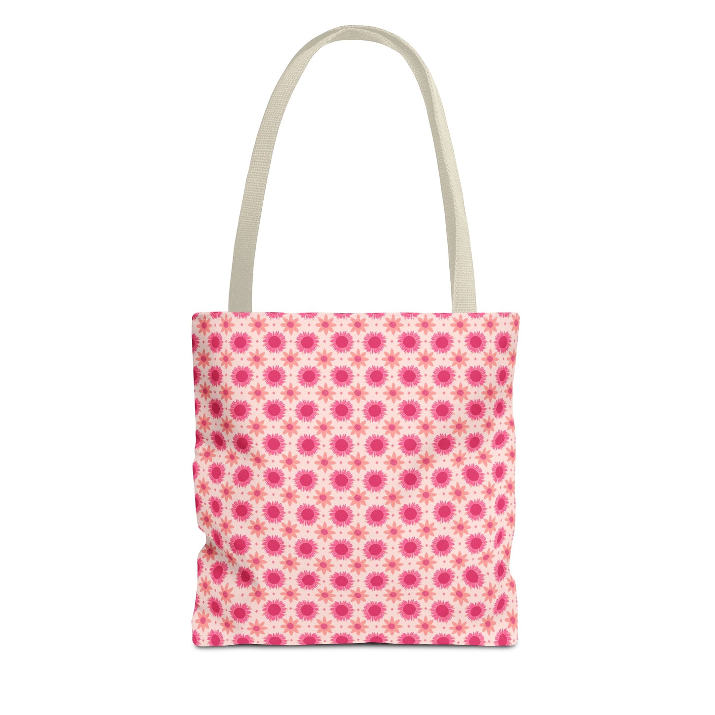 Pink Sunflowers on Pink Background Tote Bag