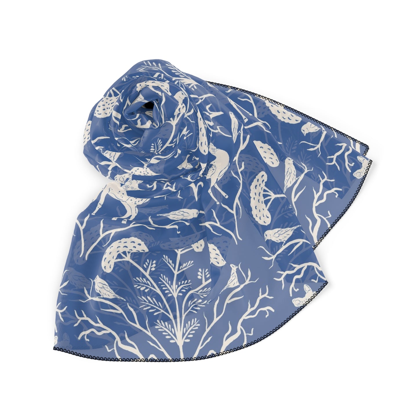 Appalachian Yarrow, Deer, and Goldfinches Square Poly Scarf