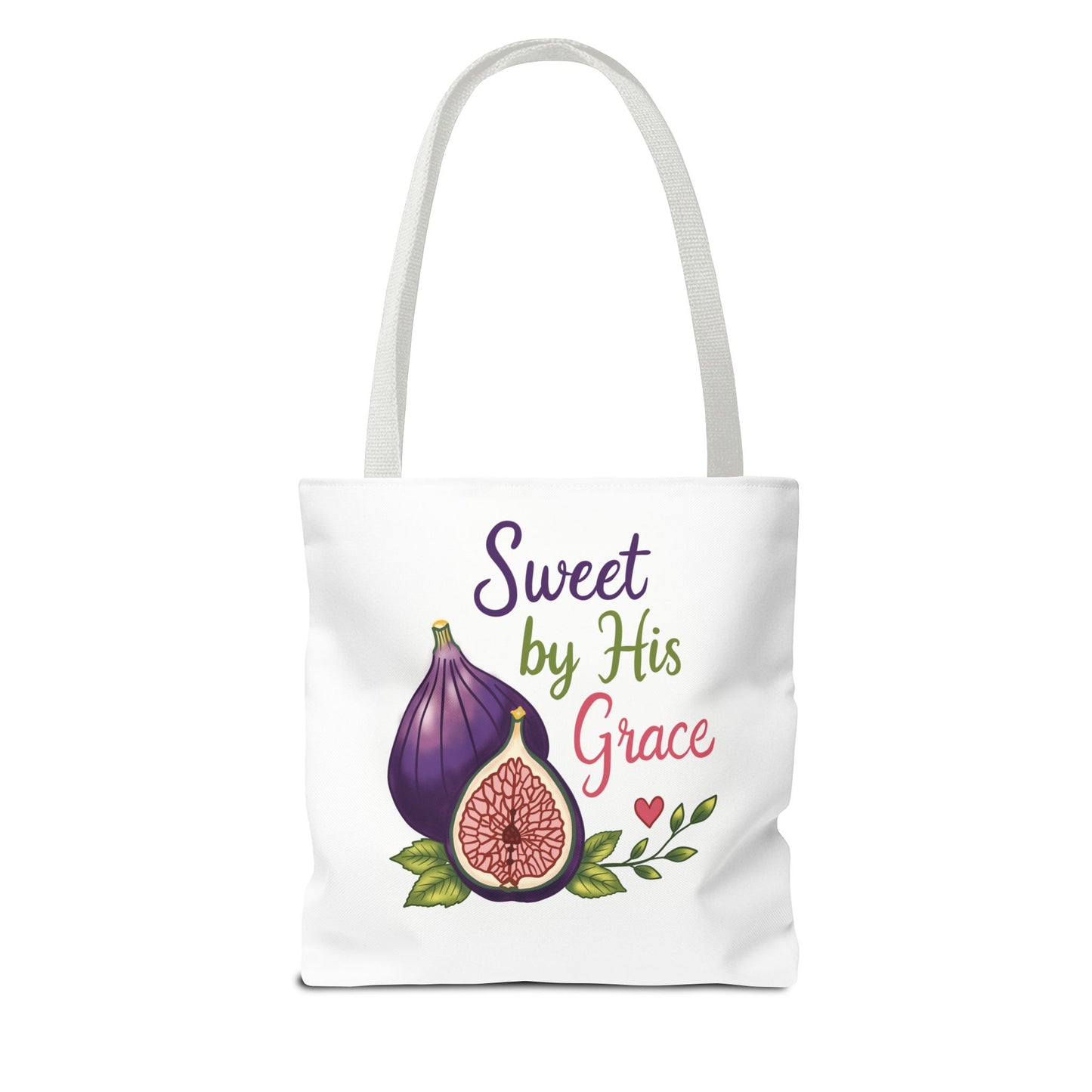 Sweet by His Grace Tote Bag — Faith-Inspired Fig Illustration