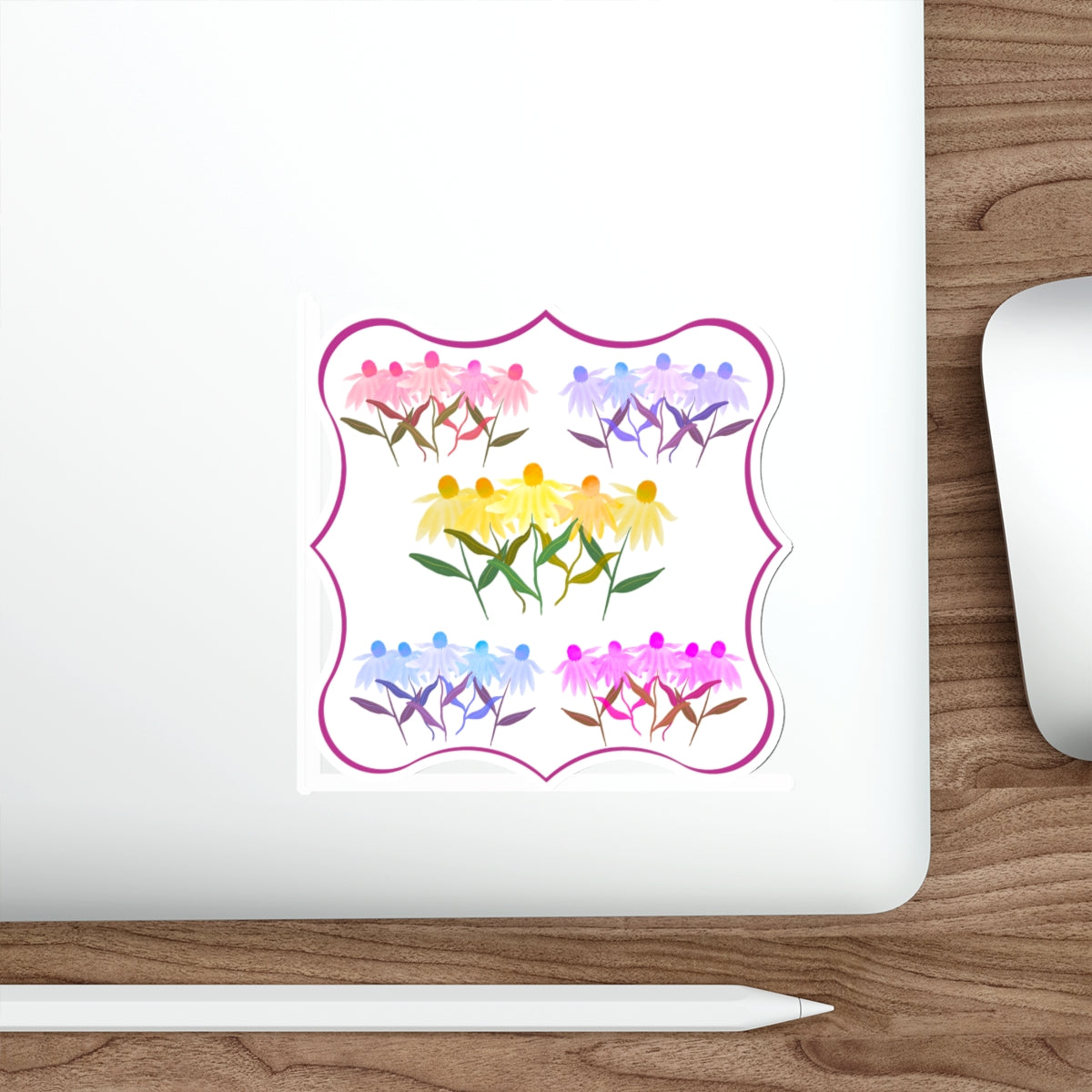 Rainbow Cornflowers Die Cut Sticker