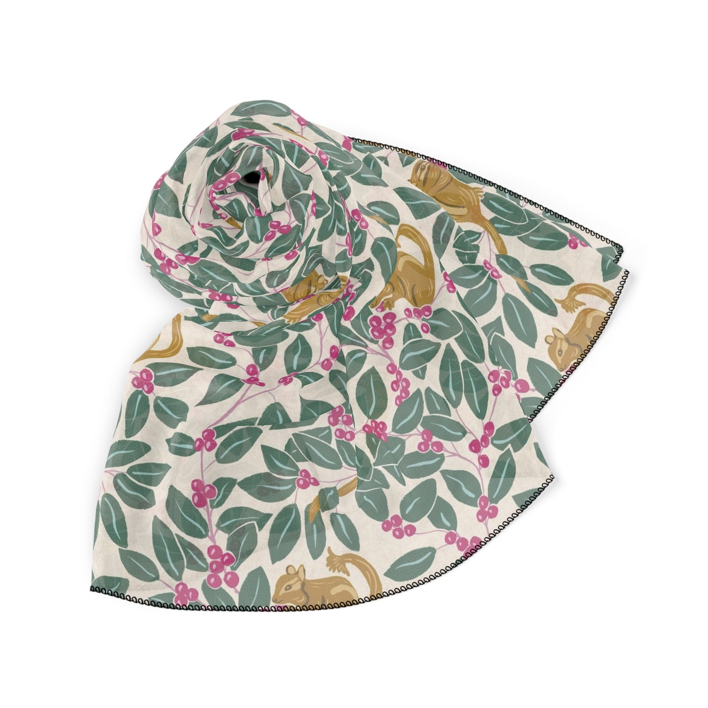 Wintergreen and Chipmunk Square Poly Scarf