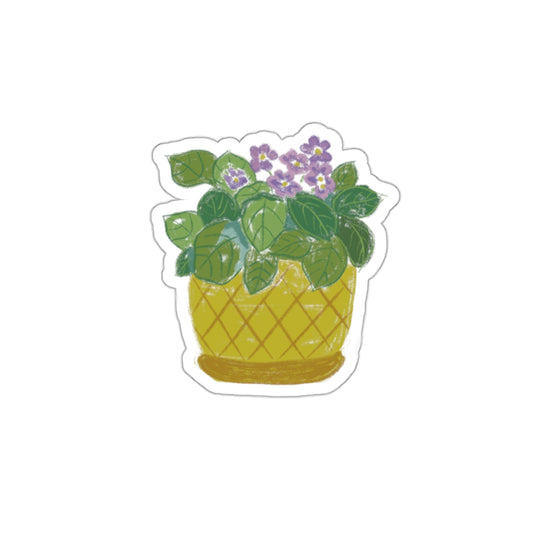 Potted African Violets Die Cut Sticker