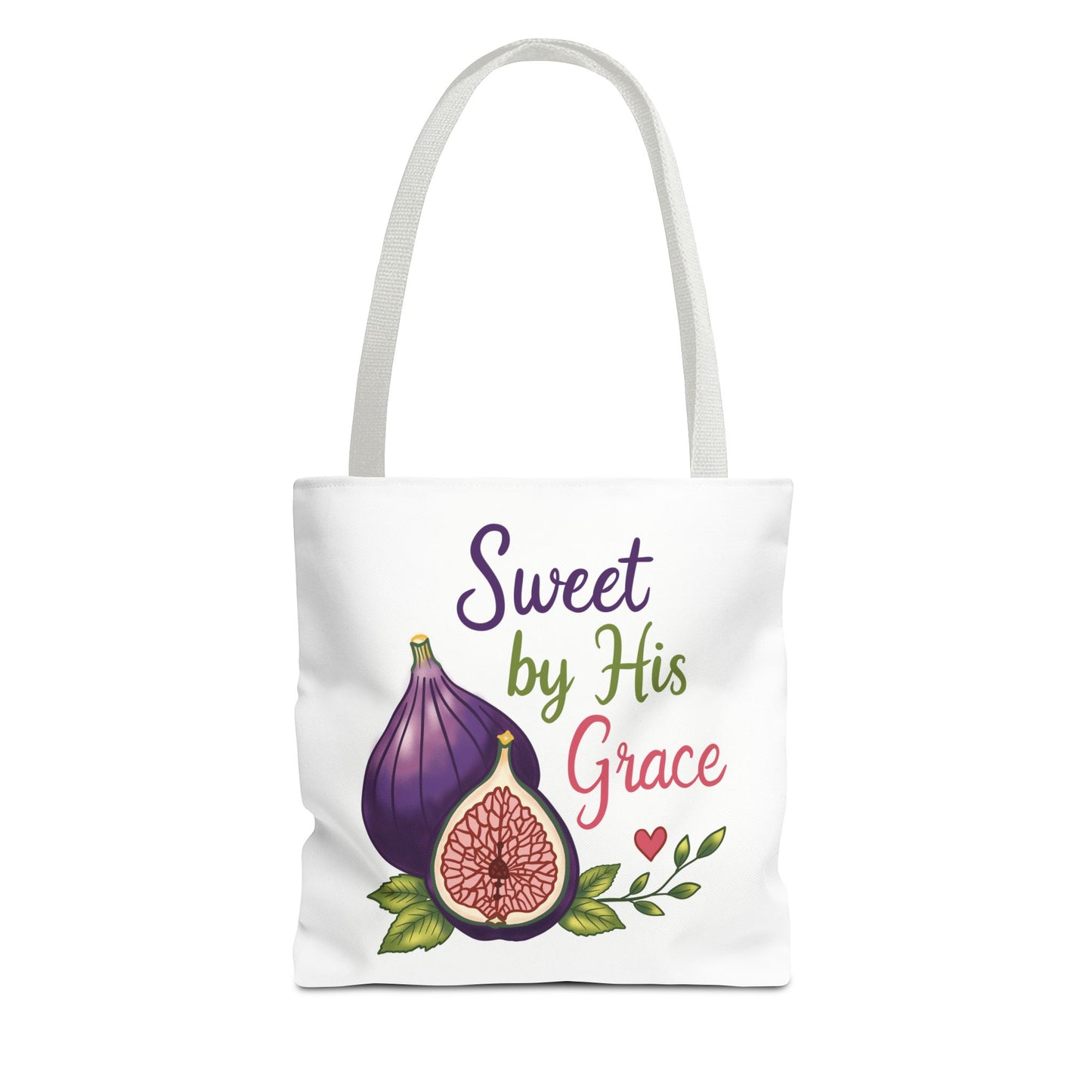 Sweet by His Grace Tote Bag — Faith-Inspired Fig Illustration