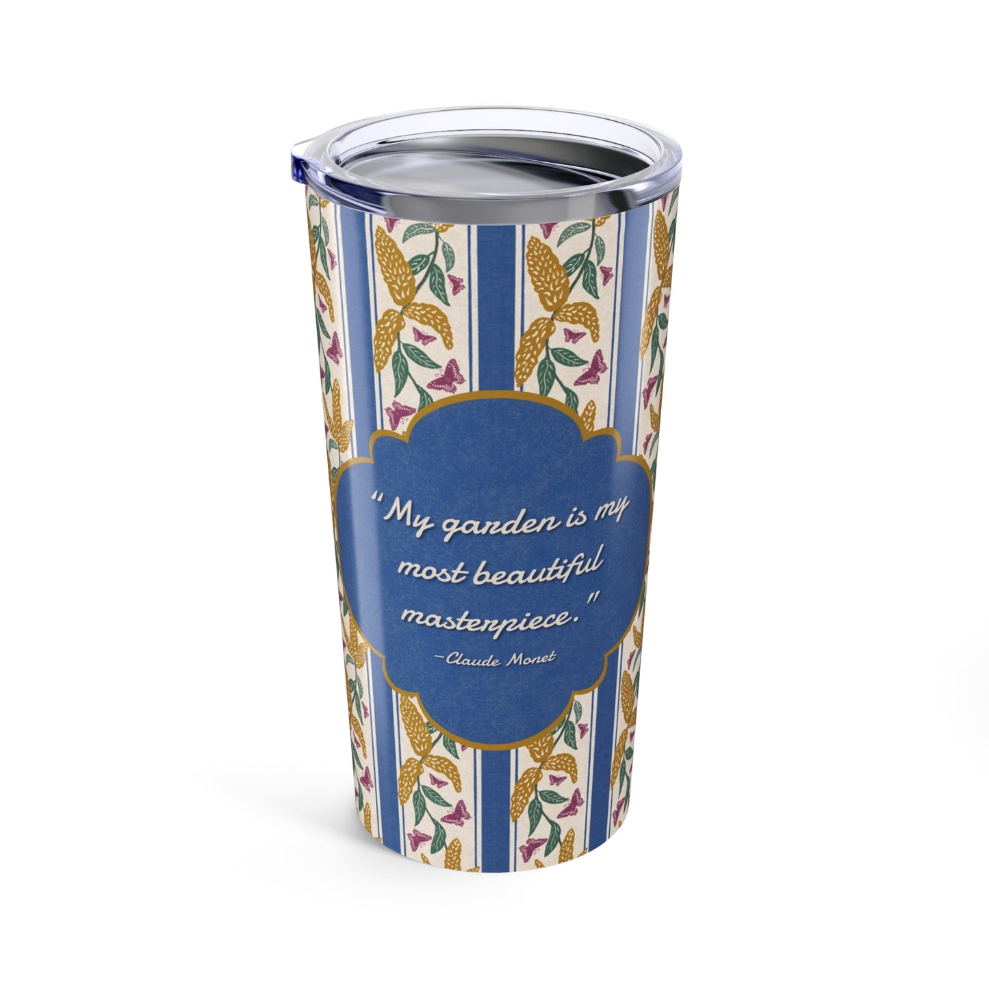 Goldenrod and Butterflies with Monet Quote Tumbler
