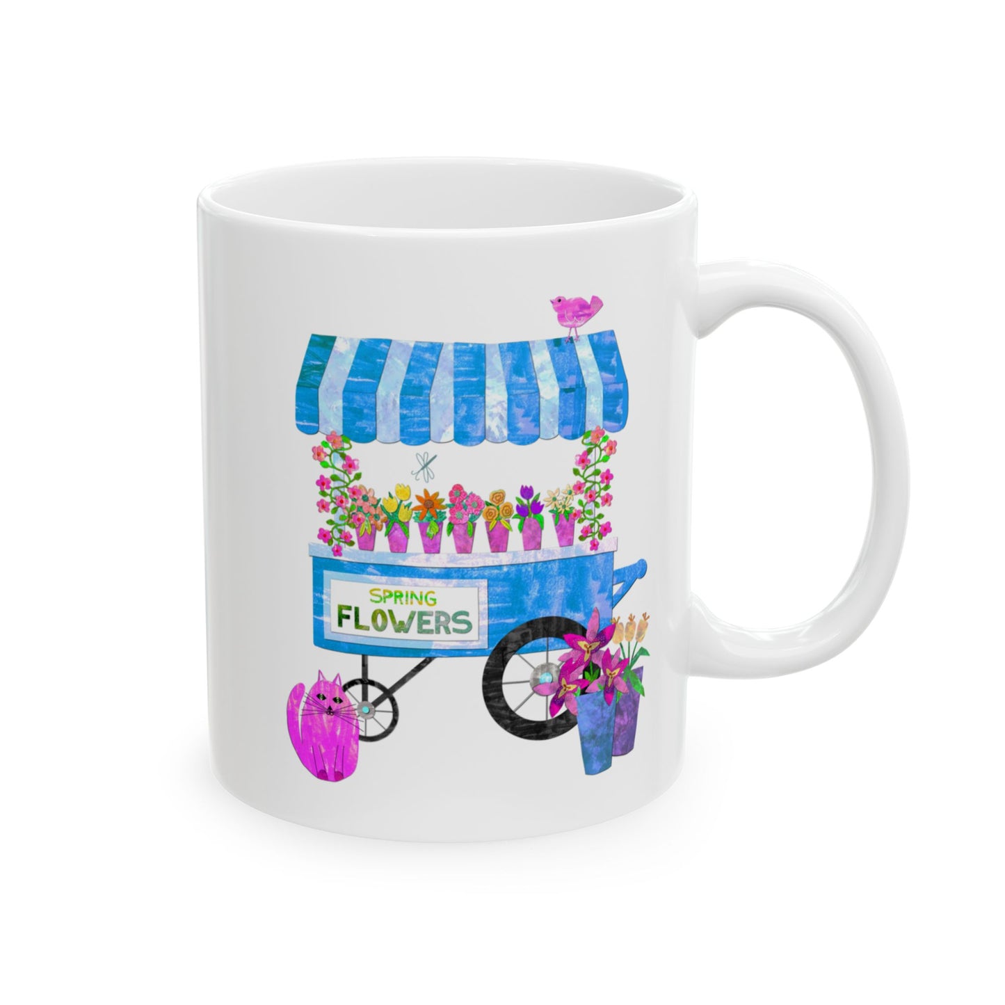 Spring Flower Cart Collage Ceramic Mug 11oz & 15oz