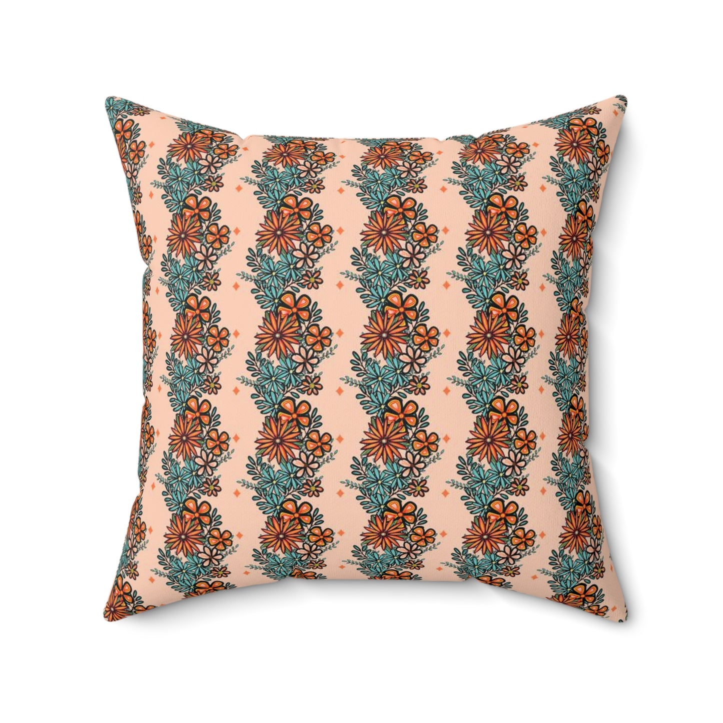 Daisy Bouquet Stripes Spun Polyester Square Pillow