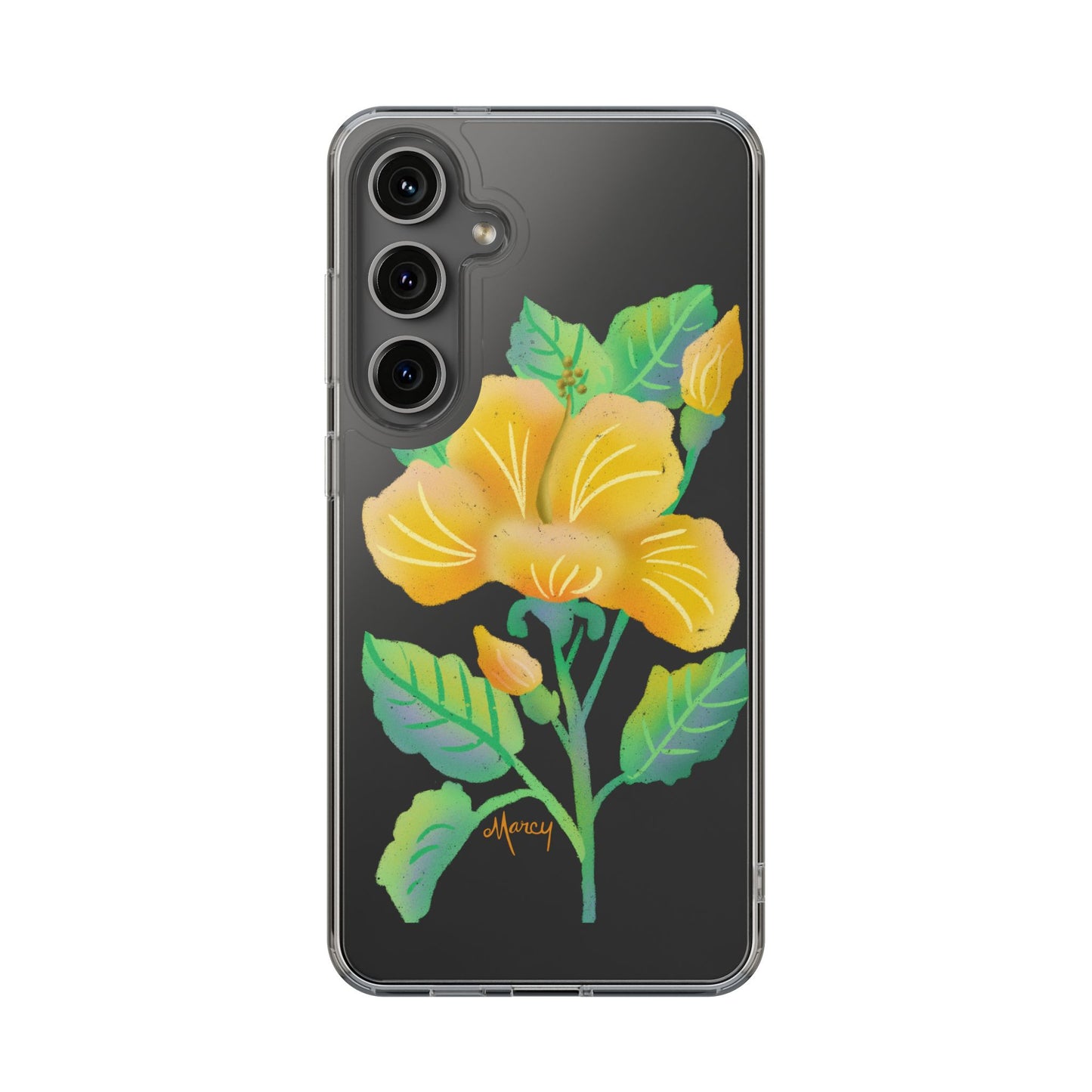 Yellow Hibiscus Blossom Clear Cases