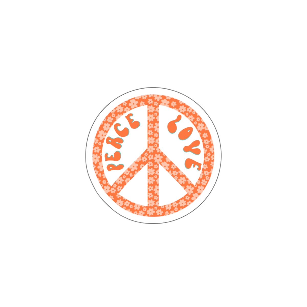 70s Groove Peach and Orange Daisy Peace Sign Die Cut Sticker