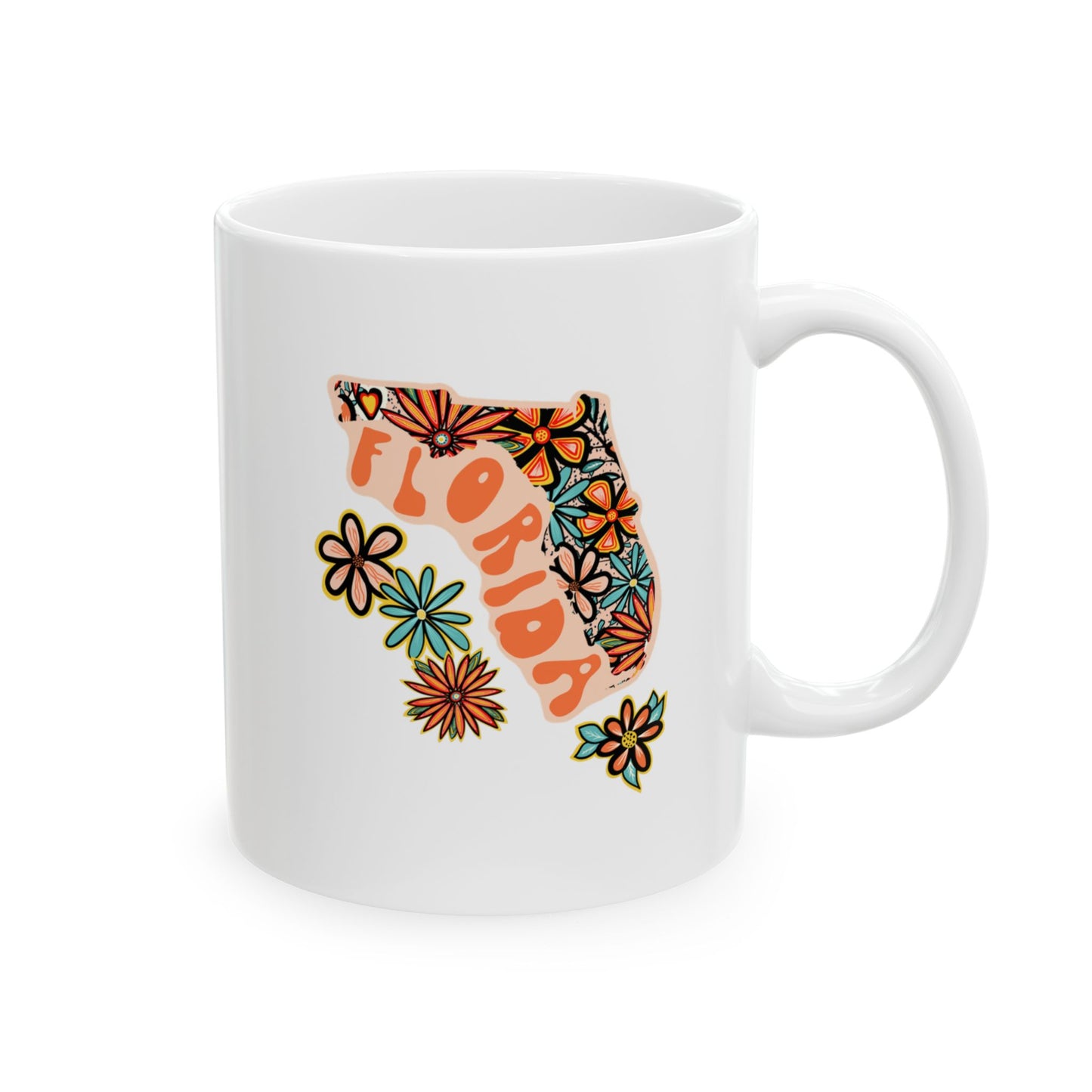 Retro 70s Flowers Florida Ceramic Mug 11 oz and 15 oz