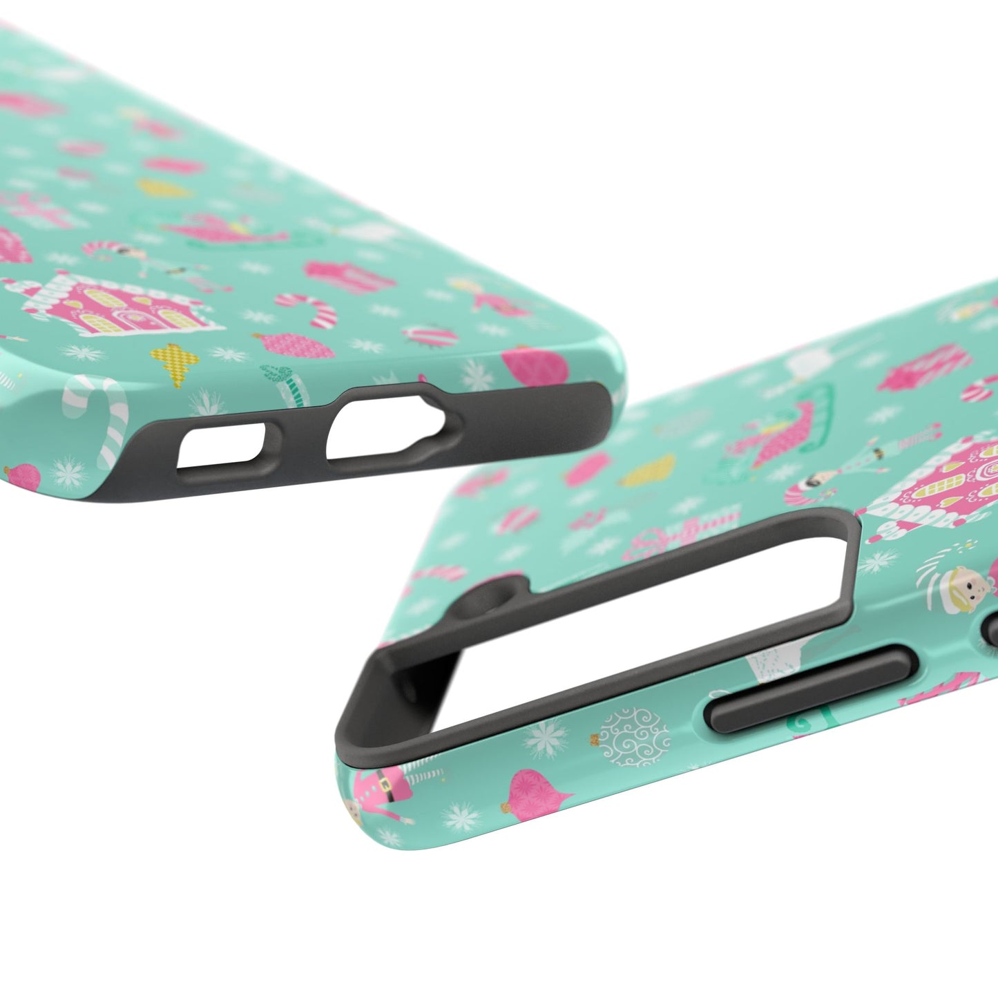 Pastel Christmas on Turquoise Tough Phone Cases