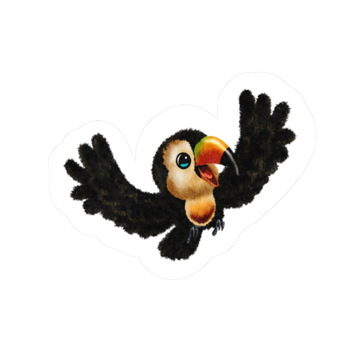 Toucan Kiss-Cut Sticker — Cute Flying Tropical Bird Decal