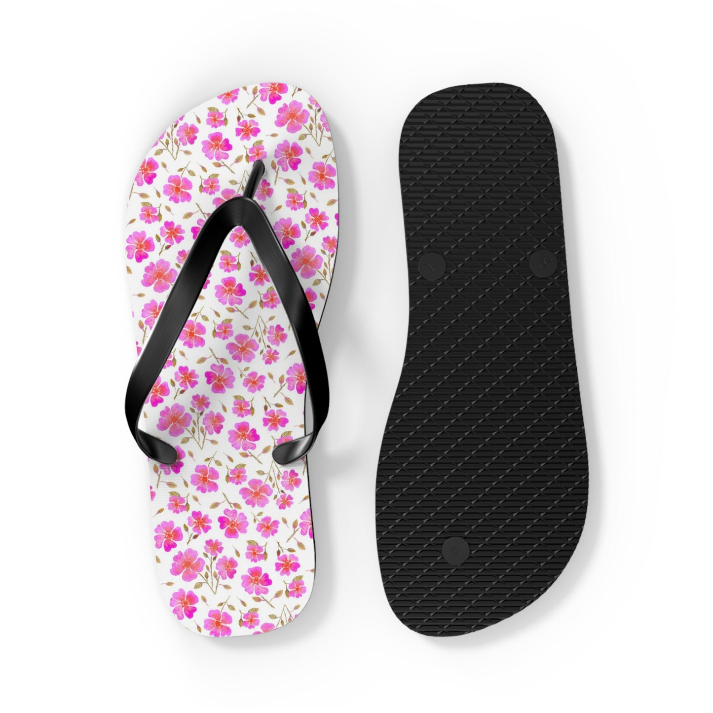 Hot Pink Wild Roses Flip Flops