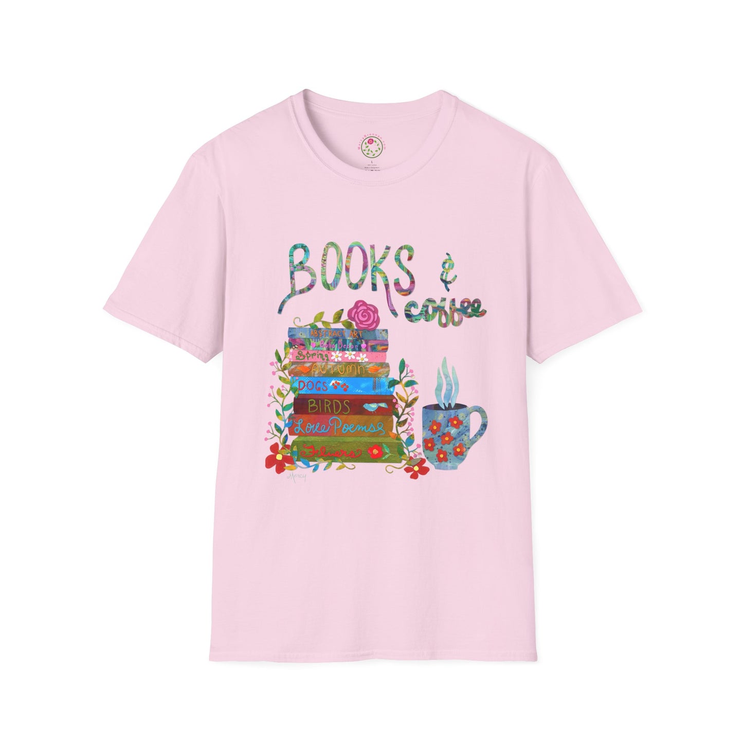 Books and Coffee Collage Collage Softstyle T-Shirt
