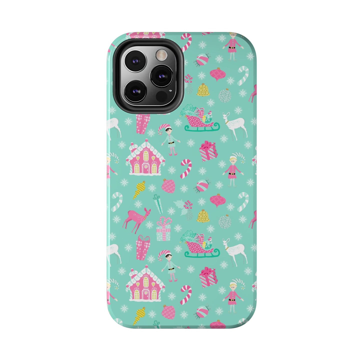 Pastel Christmas on Turquoise Tough Phone Cases