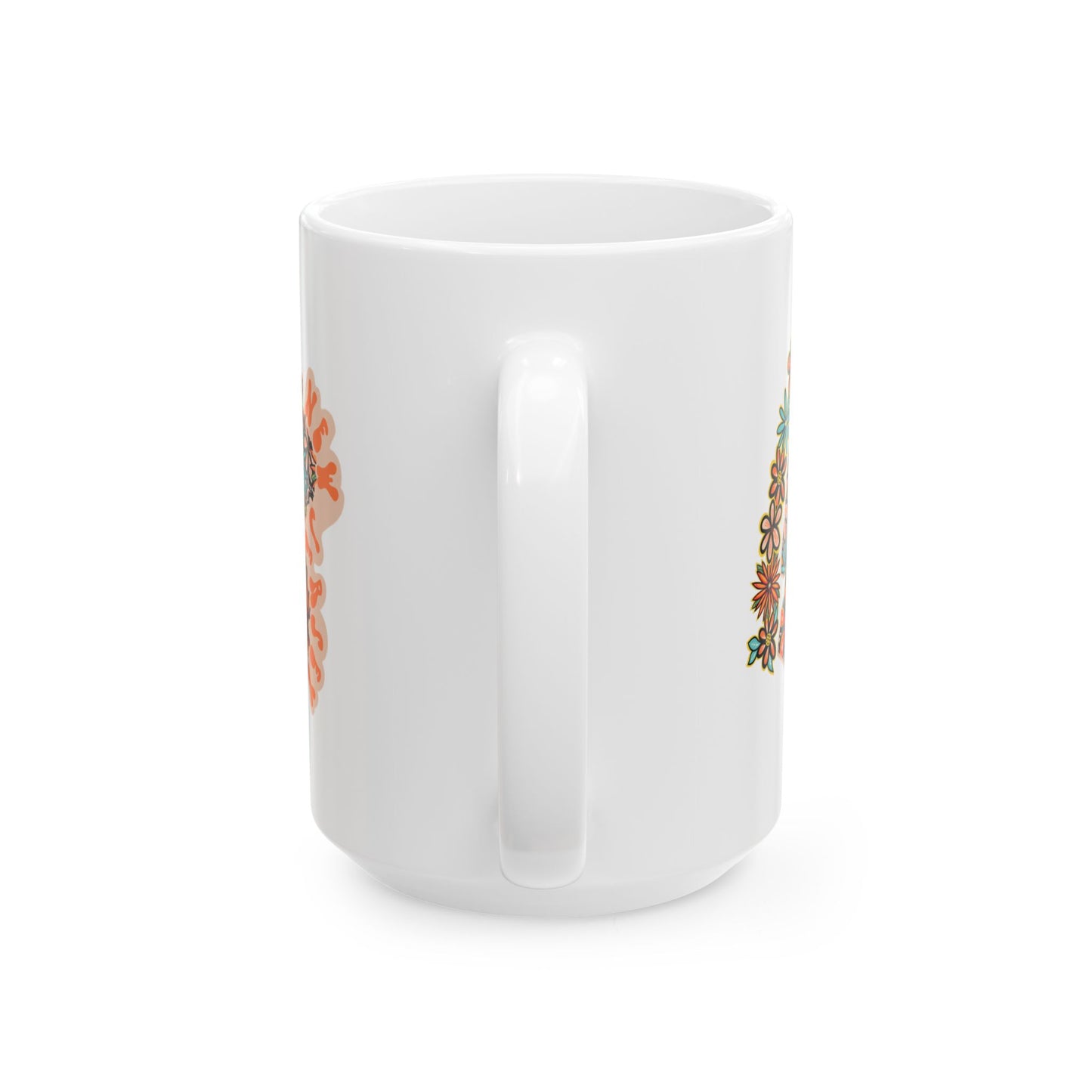 Retro 70s Flowers New Jersey Ceramic Mug 11 oz and 15 oz