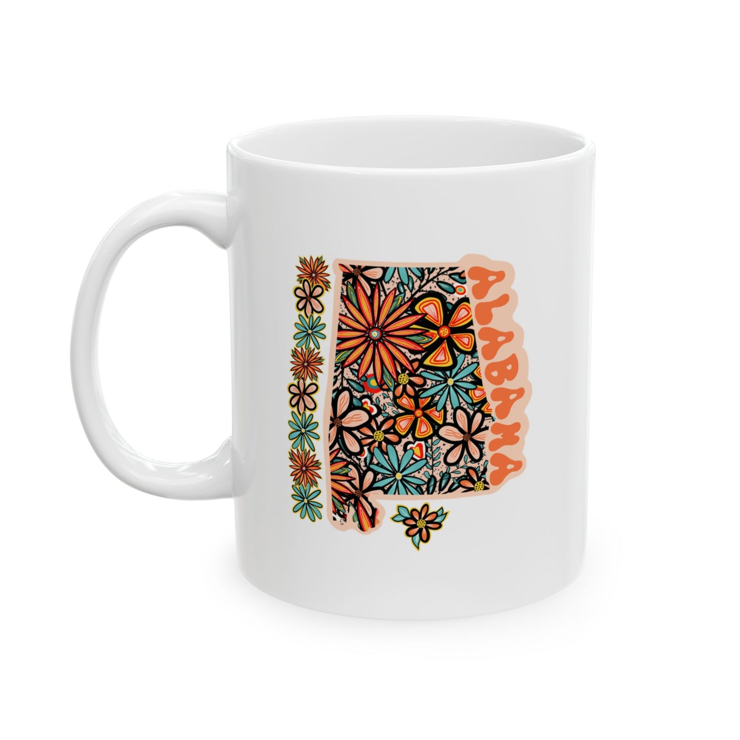 Retro 70s Flowers Alabama Ceramic Mug 11 oz and 15 oz