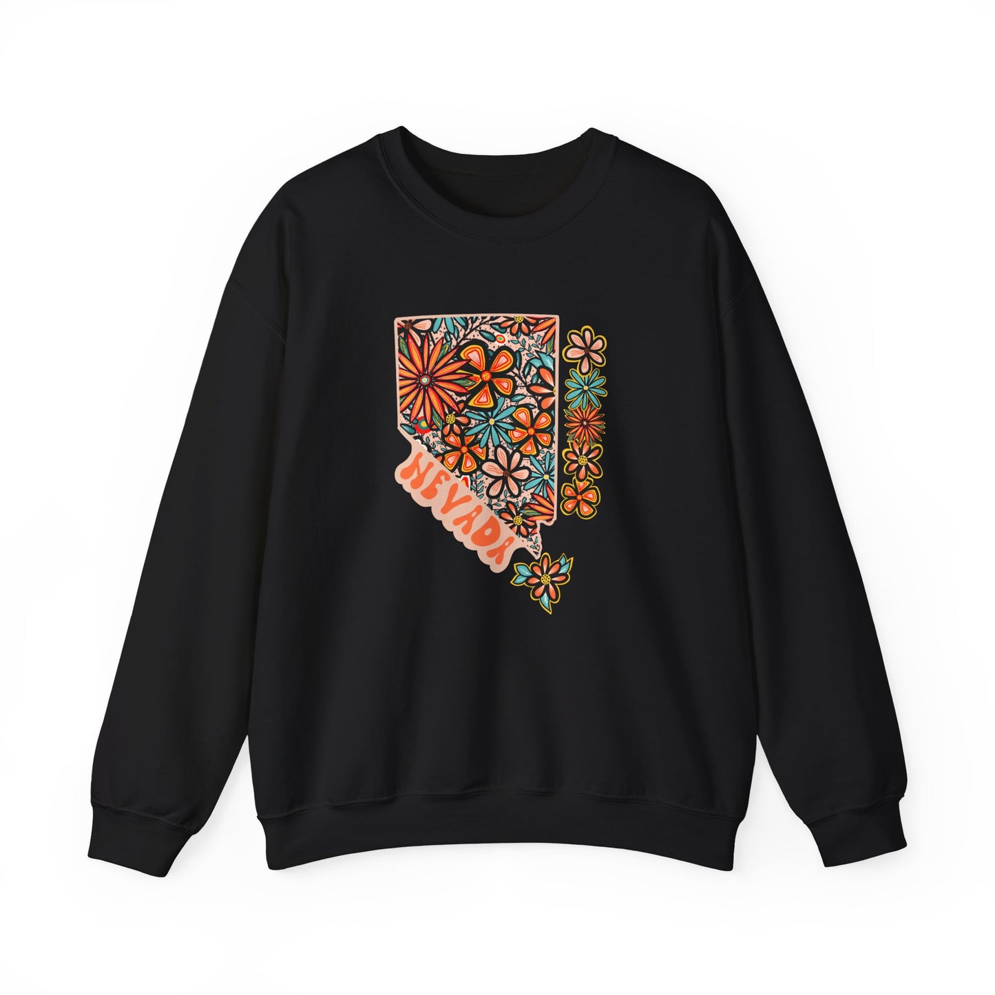 Copy of Retro 70s Flowers Nevada State Design — Heavy Blend™ Crewneck Sweatshirt