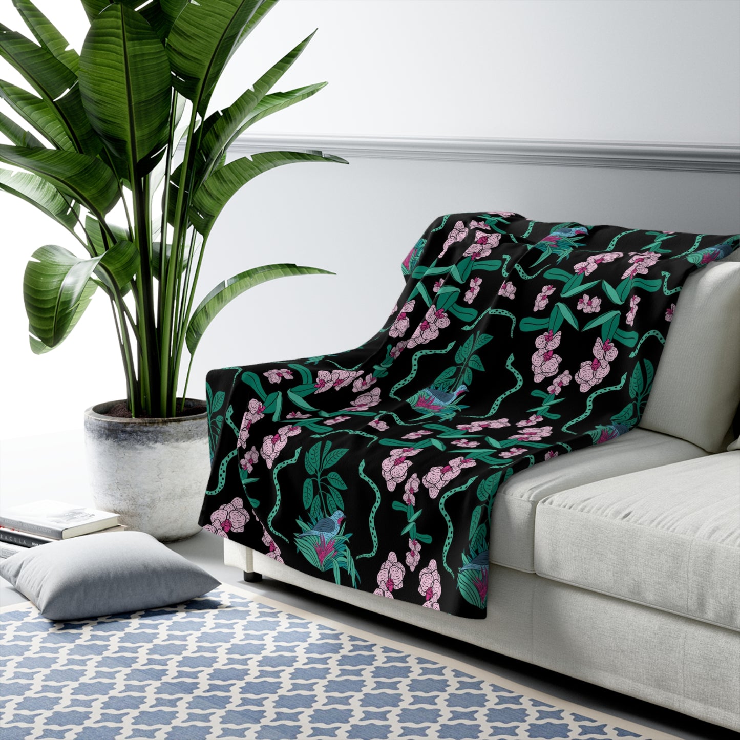 Spangled Cotinga Sherpa Fleece Blanket