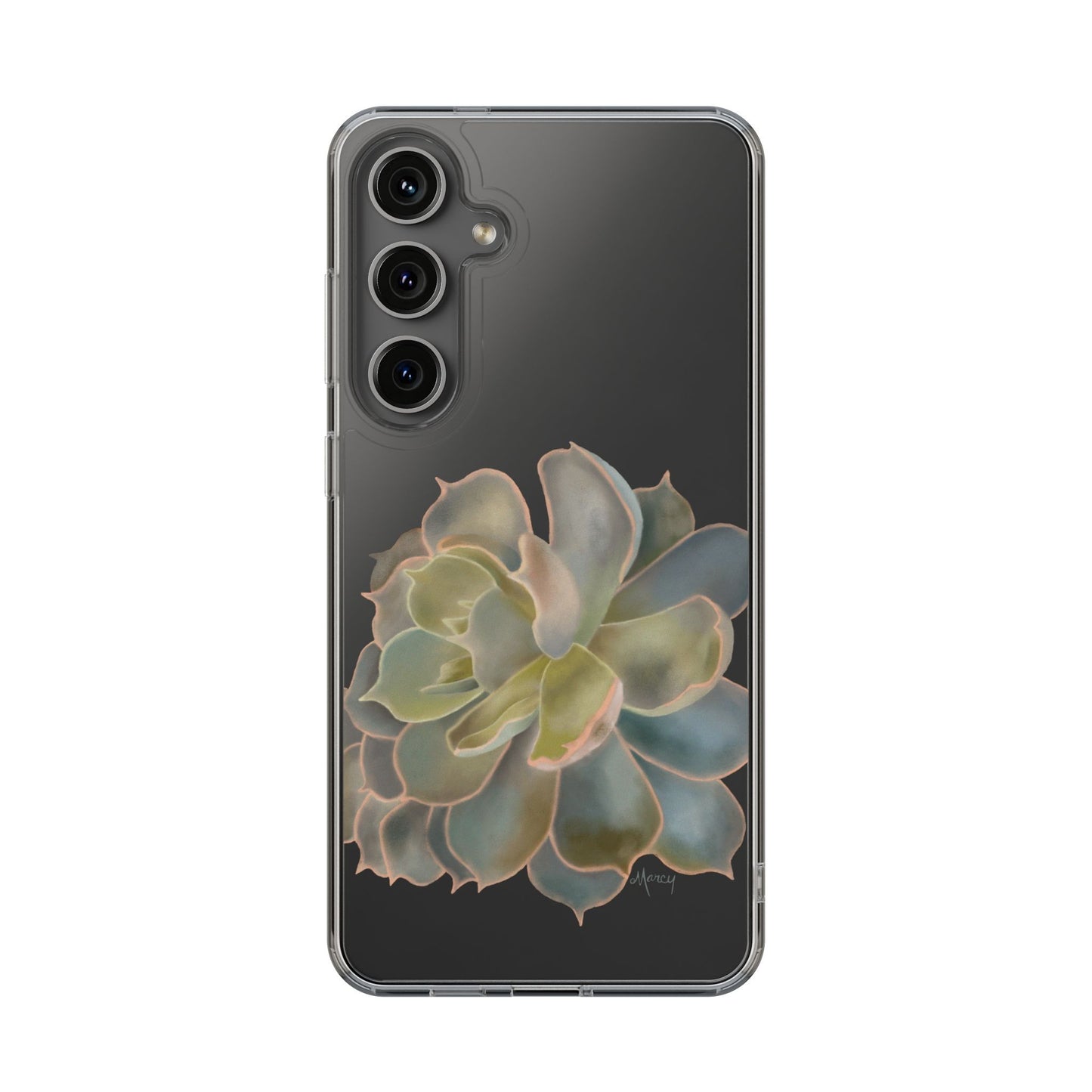 Gray and Green Succulent Clear Cases