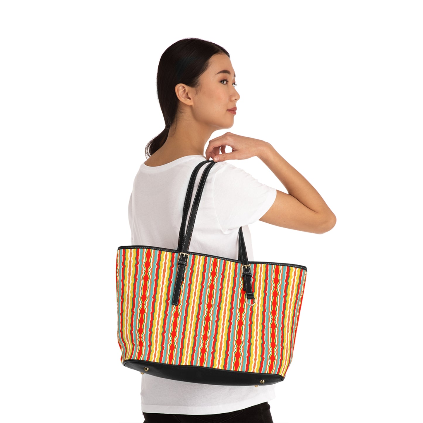 Groovy Stripes Faux Leather Shoulder Bag