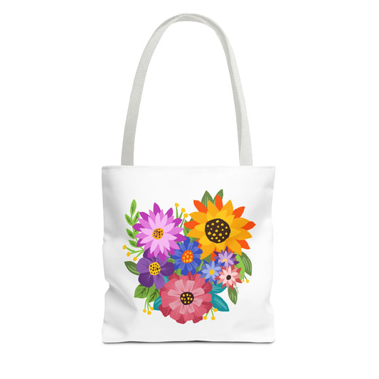 Heart-Shaped Flower Bouquet Tote Bag