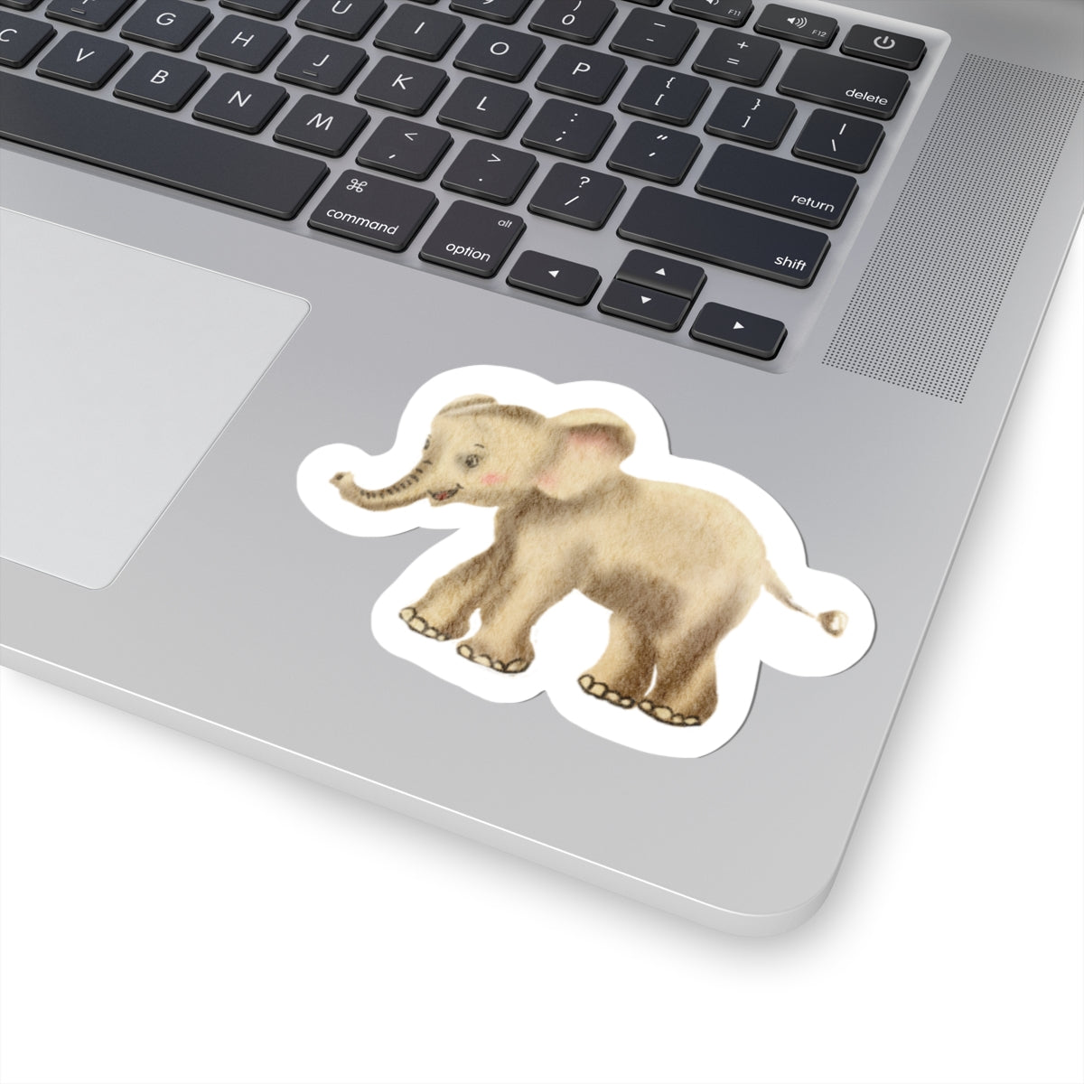 Cute Baby Elephant Kiss-Cut Sticker — Watercolor Nursery Decal for Laptops, Planners & Baby Shower Favors