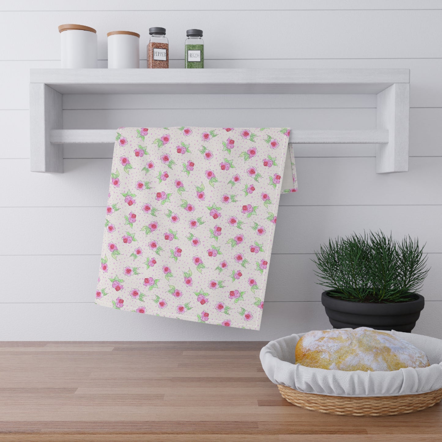 Maria’s Pink Roses Kitchen Towel