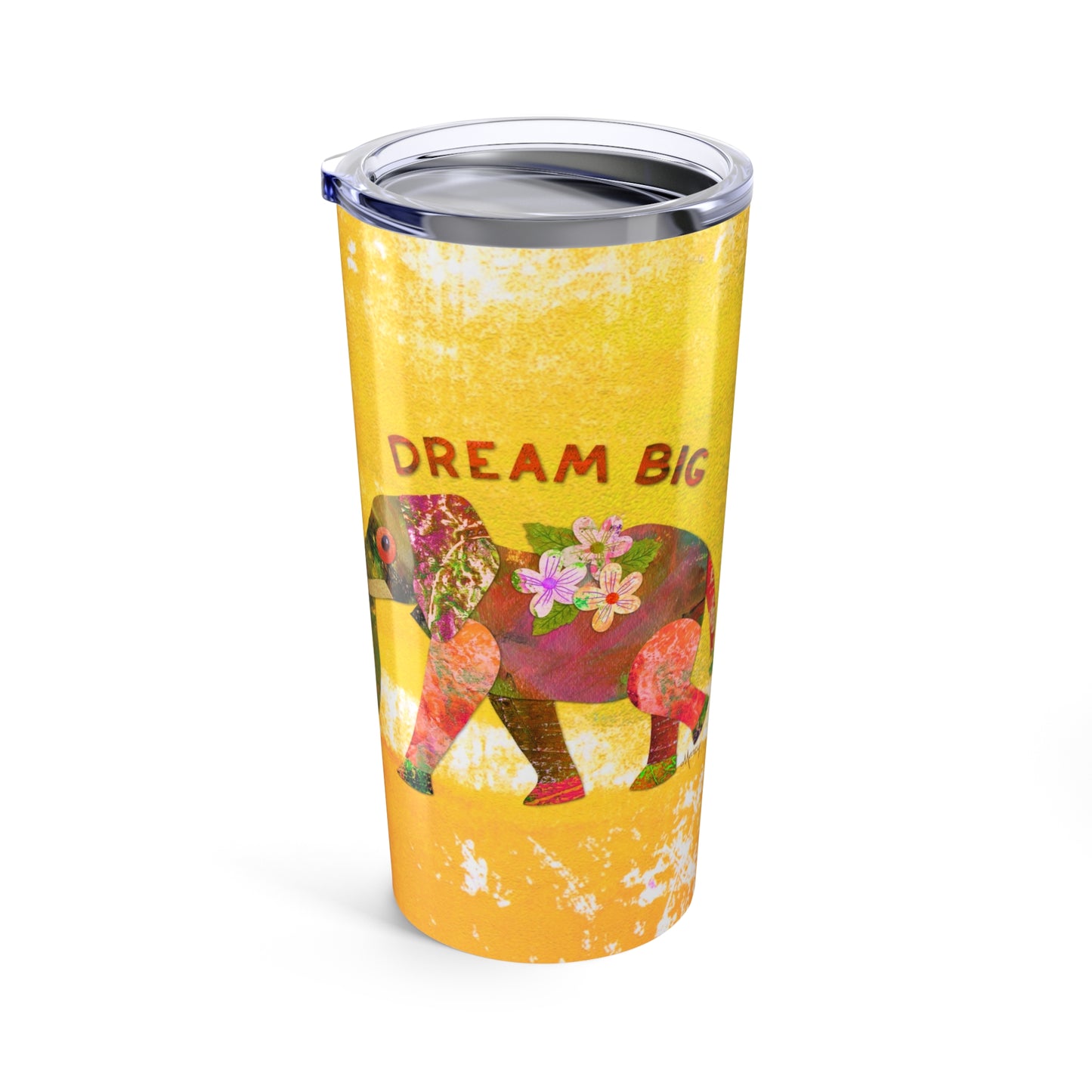 Dream Big Elephant Collage Tumbler 20oz