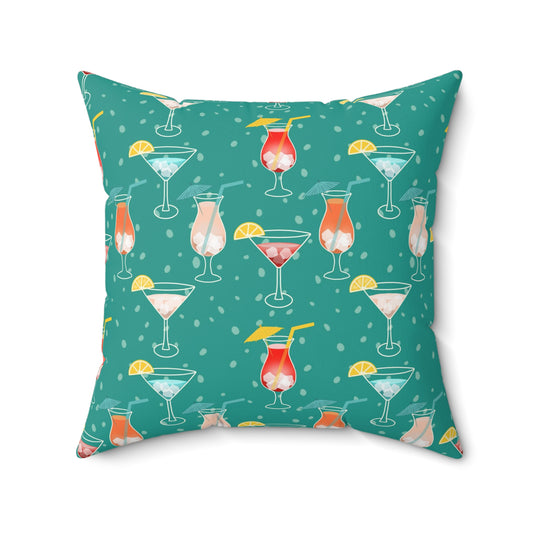Cocktails Square Throw Pillow: Colorful Mixology Delight