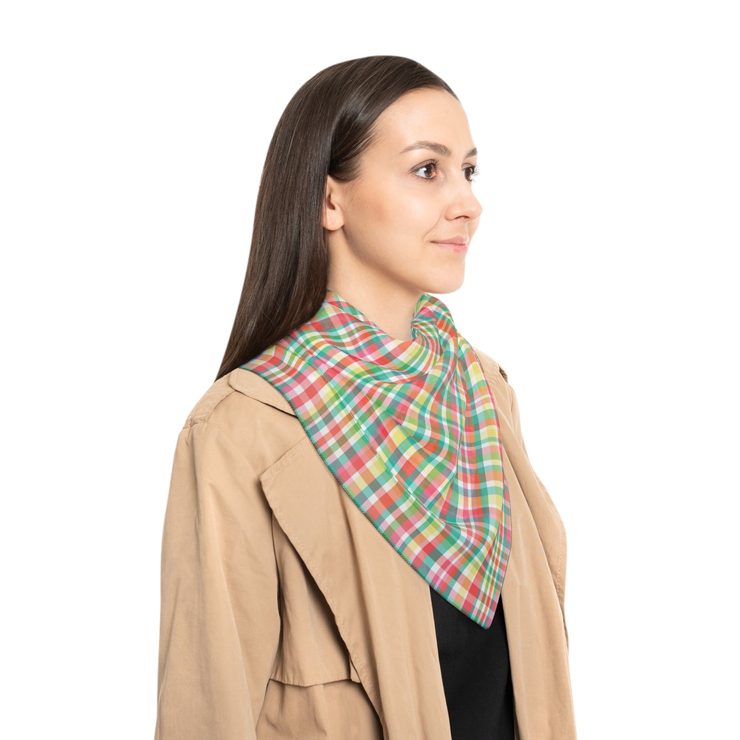 Hibiscus Garden Plaid Poly Scarf