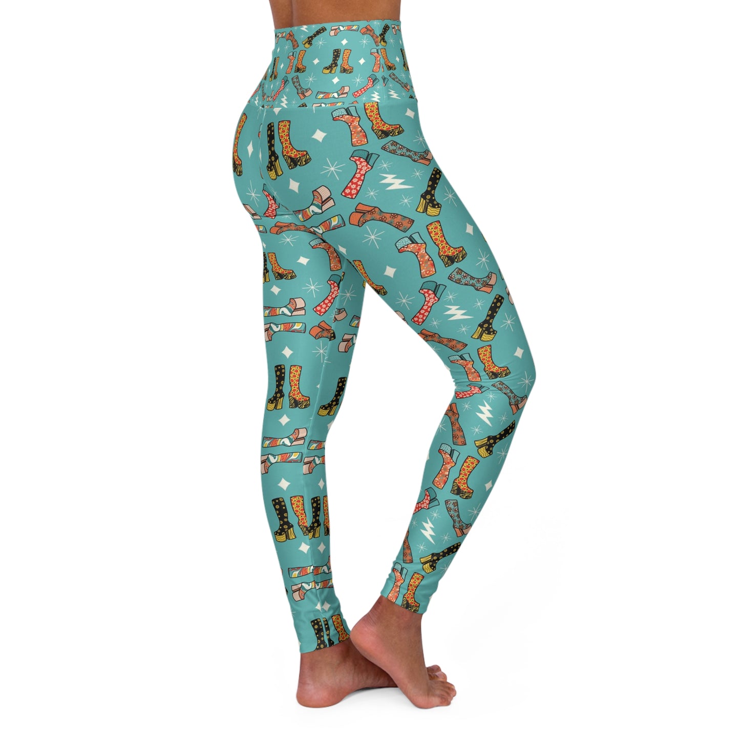 Groovy Boots High Waisted Yoga Leggings (AOP)