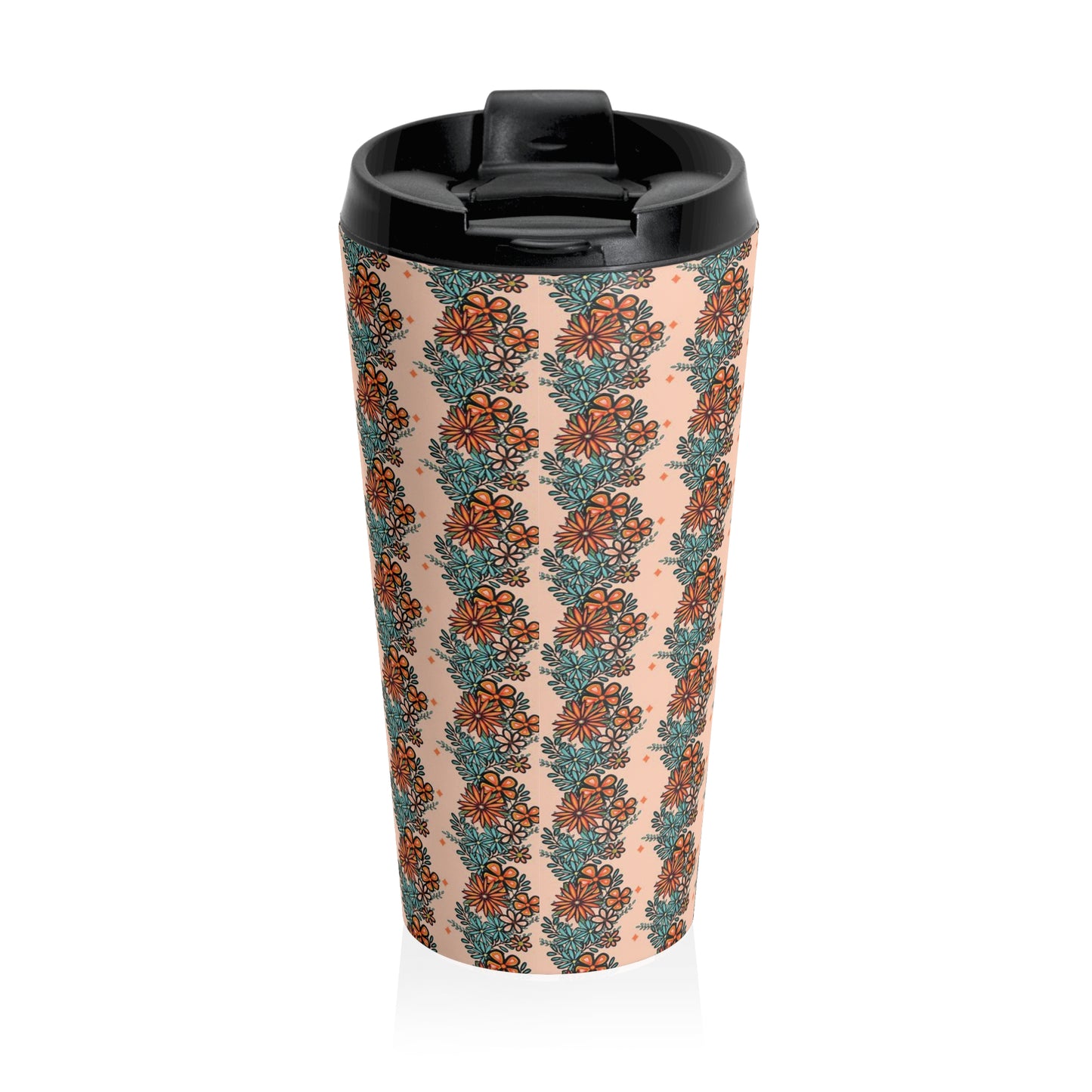 Daisy Bouquet Stripes Stainless Steel Travel Mug