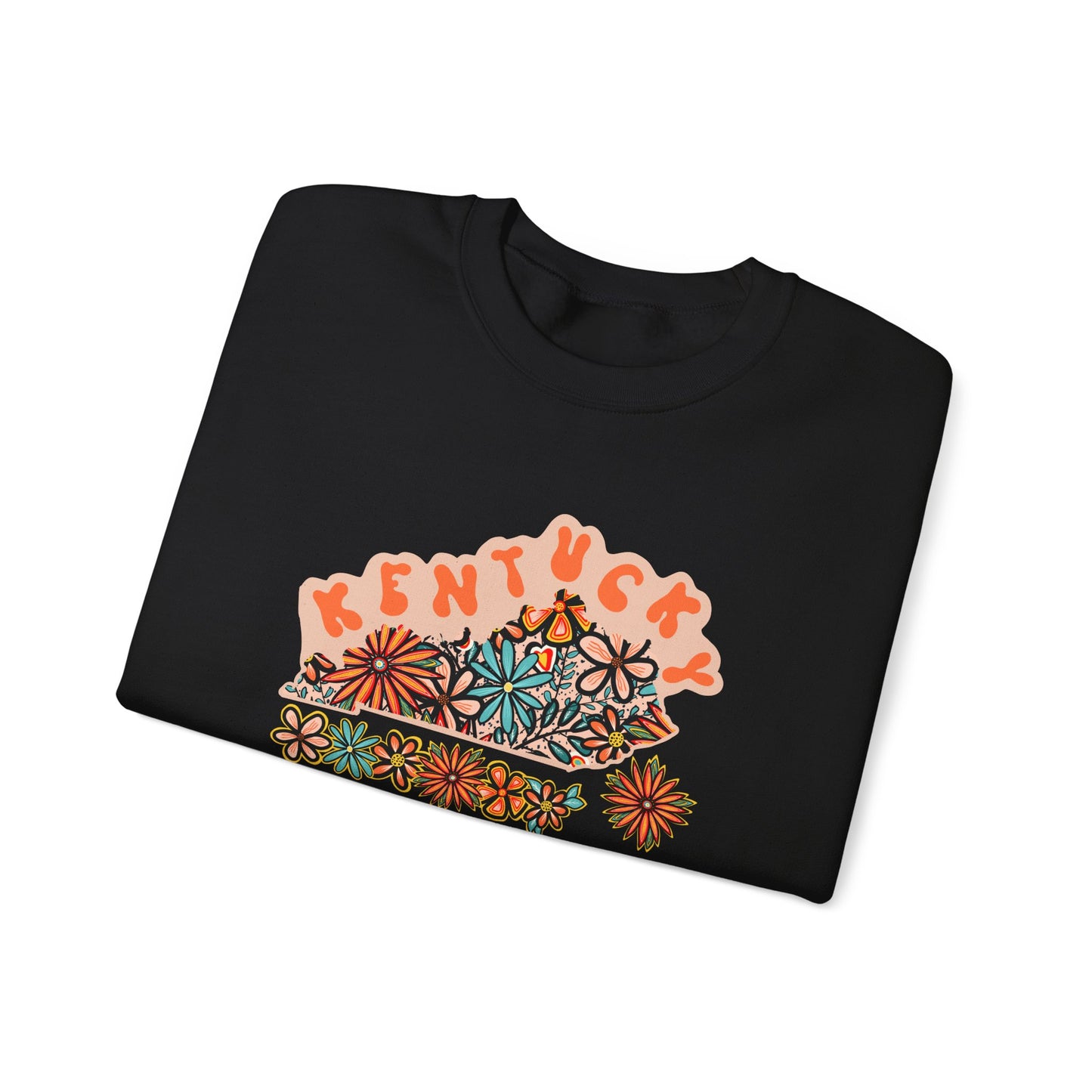 Retro 70s Flowers Kentucky State Design — Heavy Blend™ Crewneck Sweatshirt