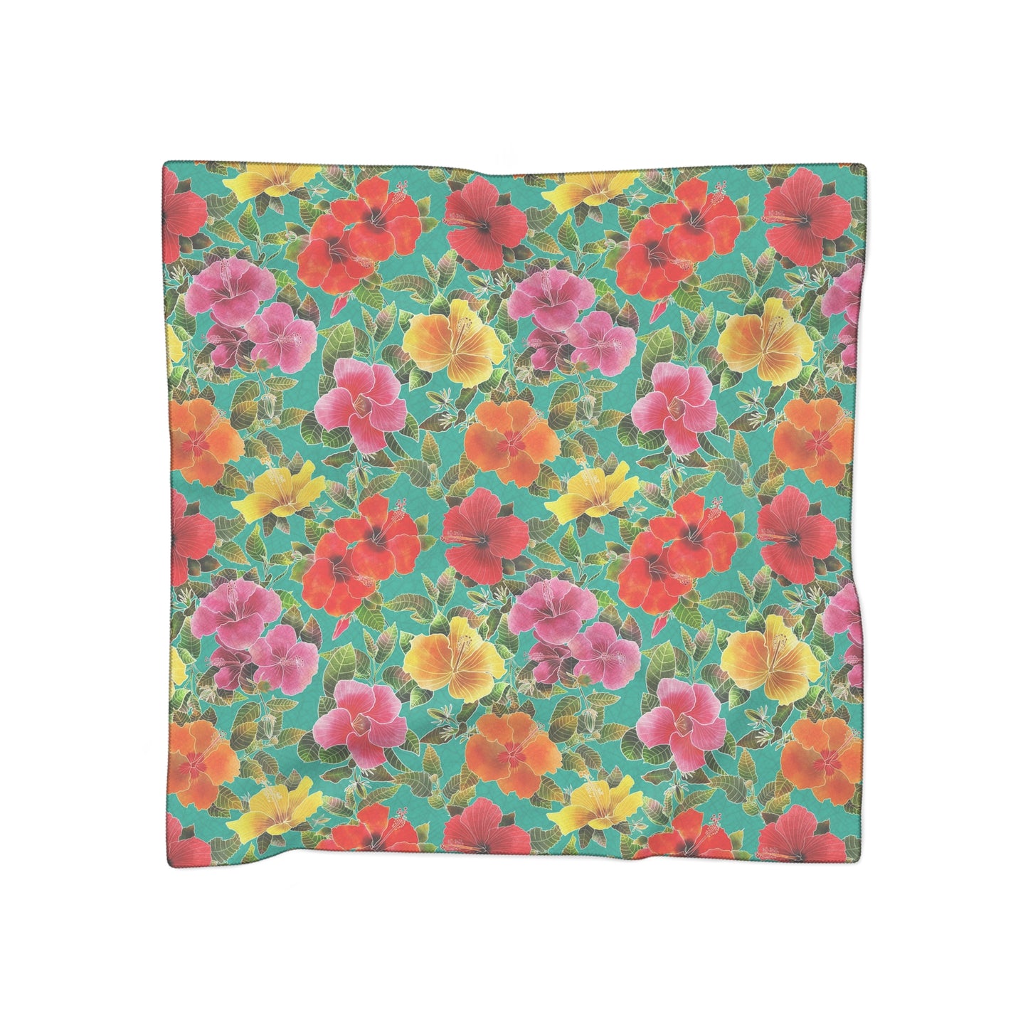 Hibiscus Garden Flowers Square Poly Scarf