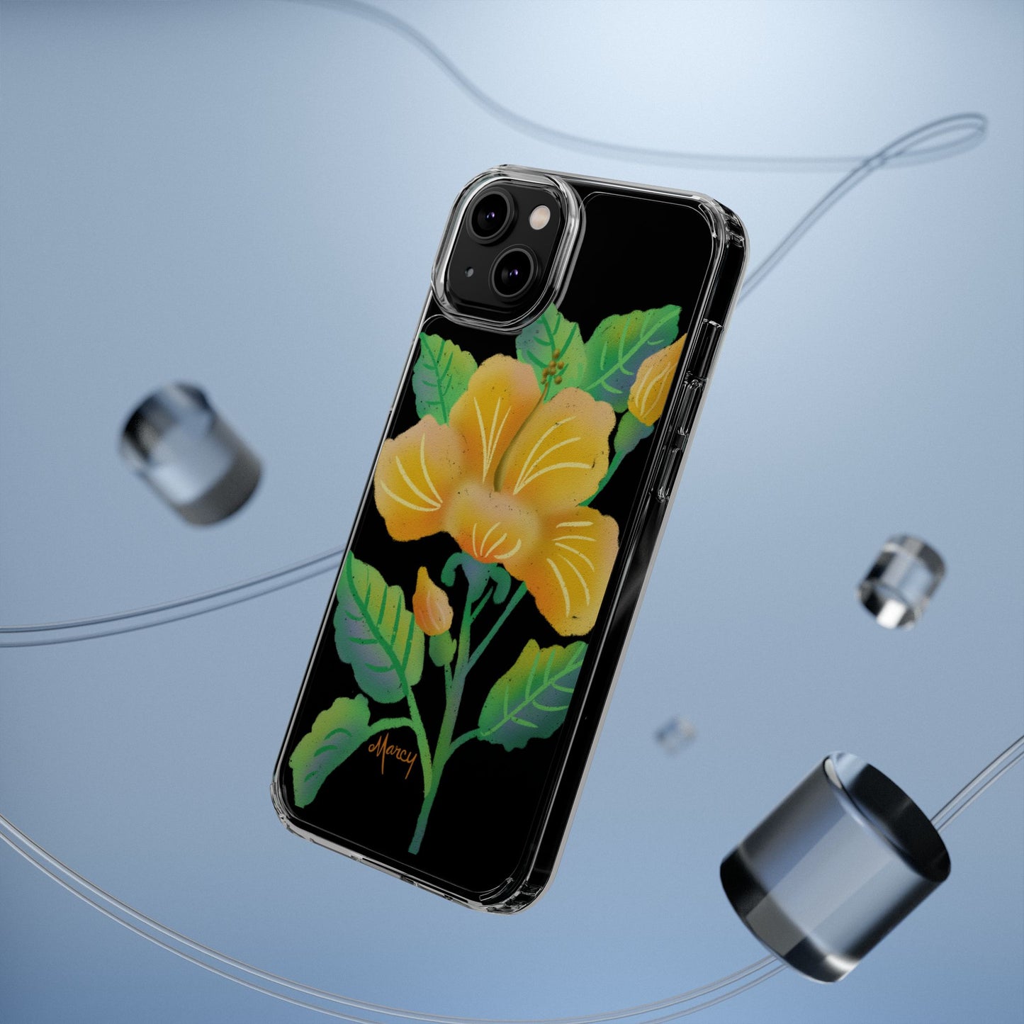 Yellow Hibiscus Blossom Clear Cases