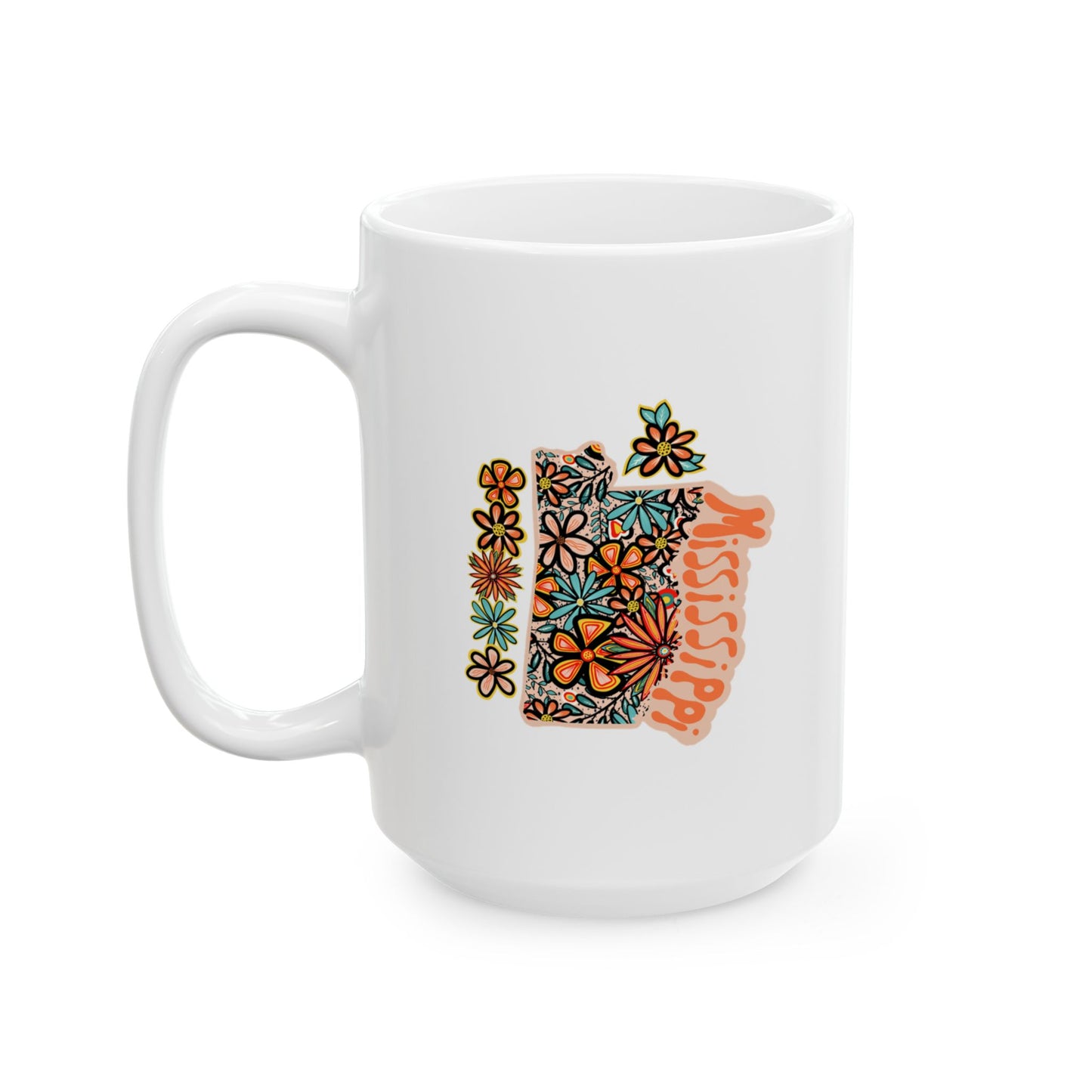 Retro 70s Flowers Mississippi Ceramic Mug 11 oz and 15 oz