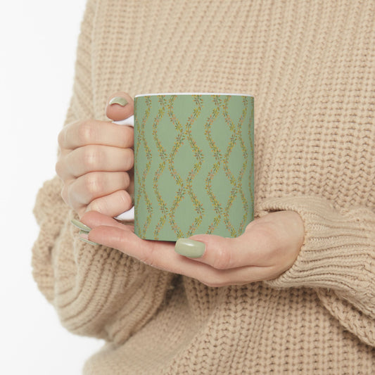 Autumn Vines Stripes Ceramic Mug 11oz