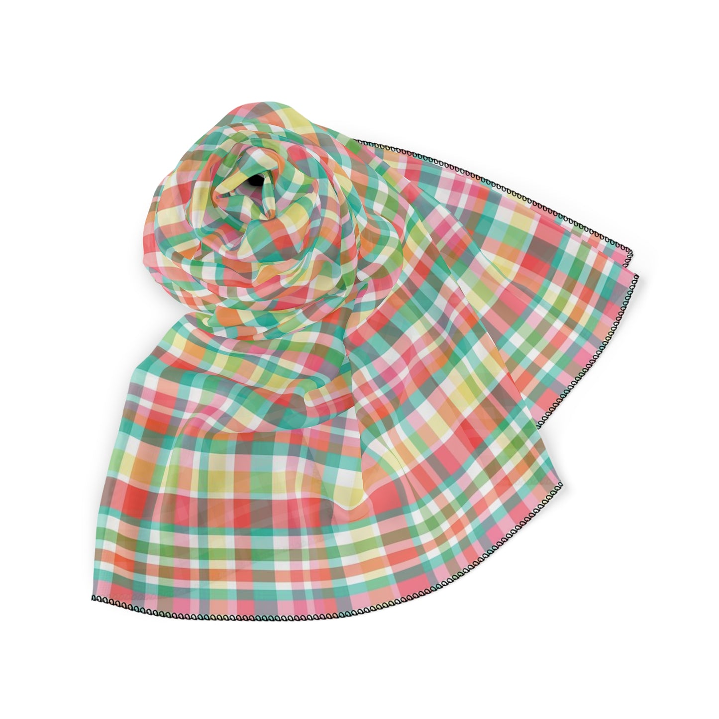 Hibiscus Garden Plaid Poly Scarf