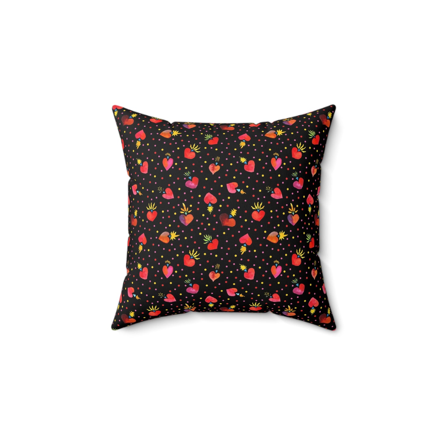 Frida Flaming Hearts Spun Polyester Square Pillow