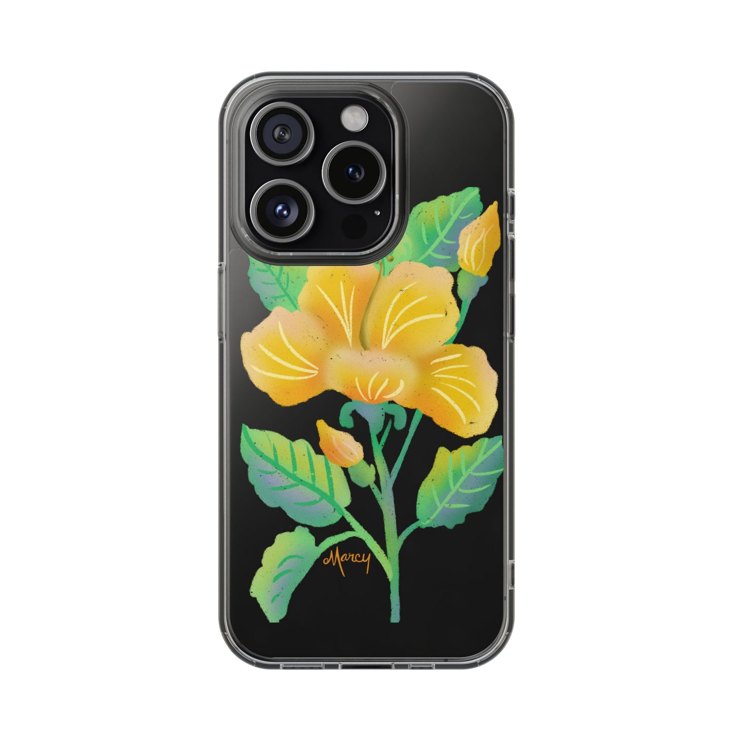 Yellow Hibiscus Blossom Clear Cases