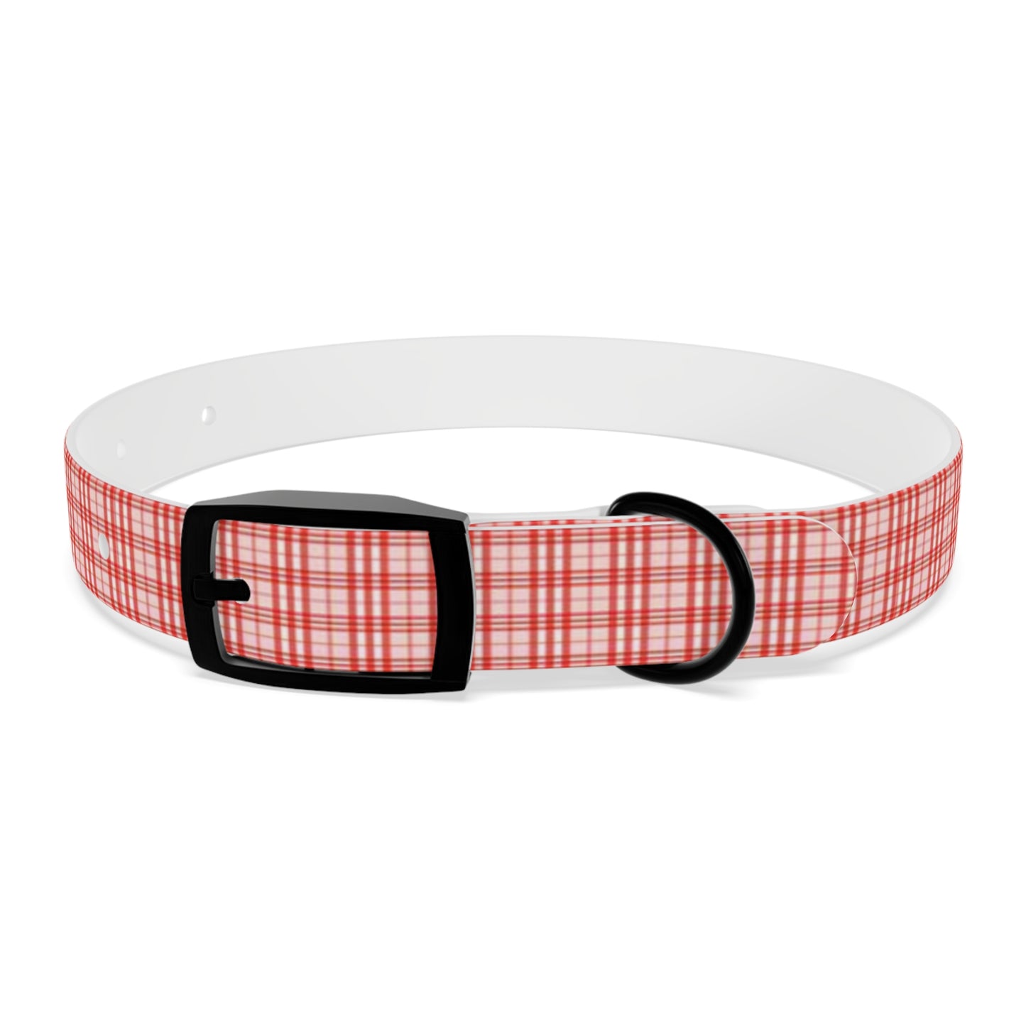 Red and White Plaid Dog Collar