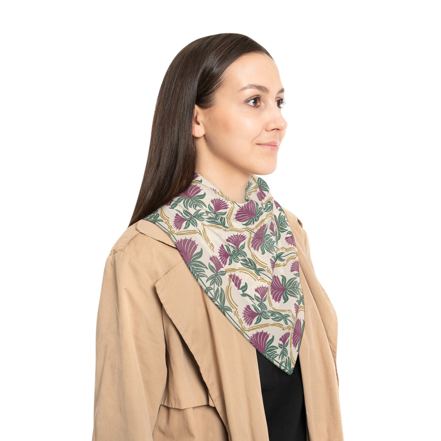 Bergamot Flowers Square Poly Scarf