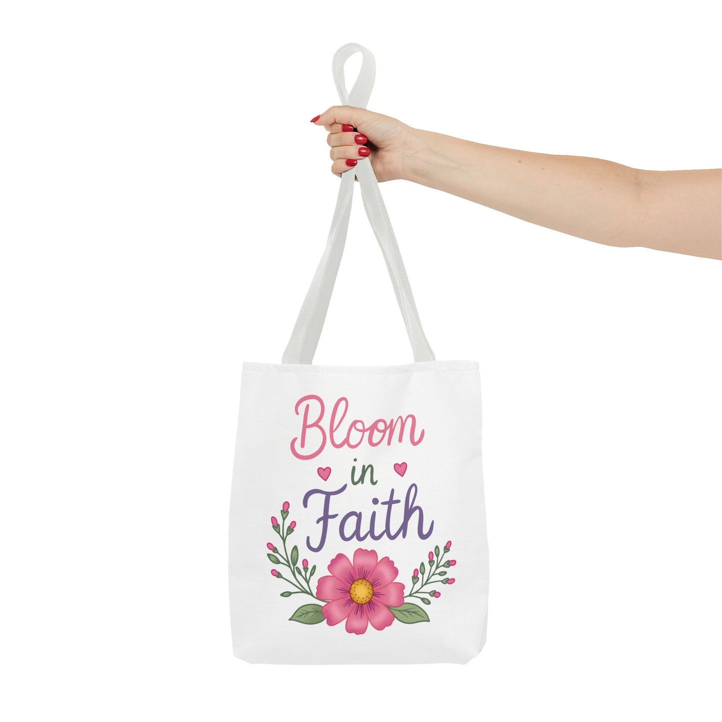 Bloom in Faith Floral Tote Bag — Inspirational Scripture Gift