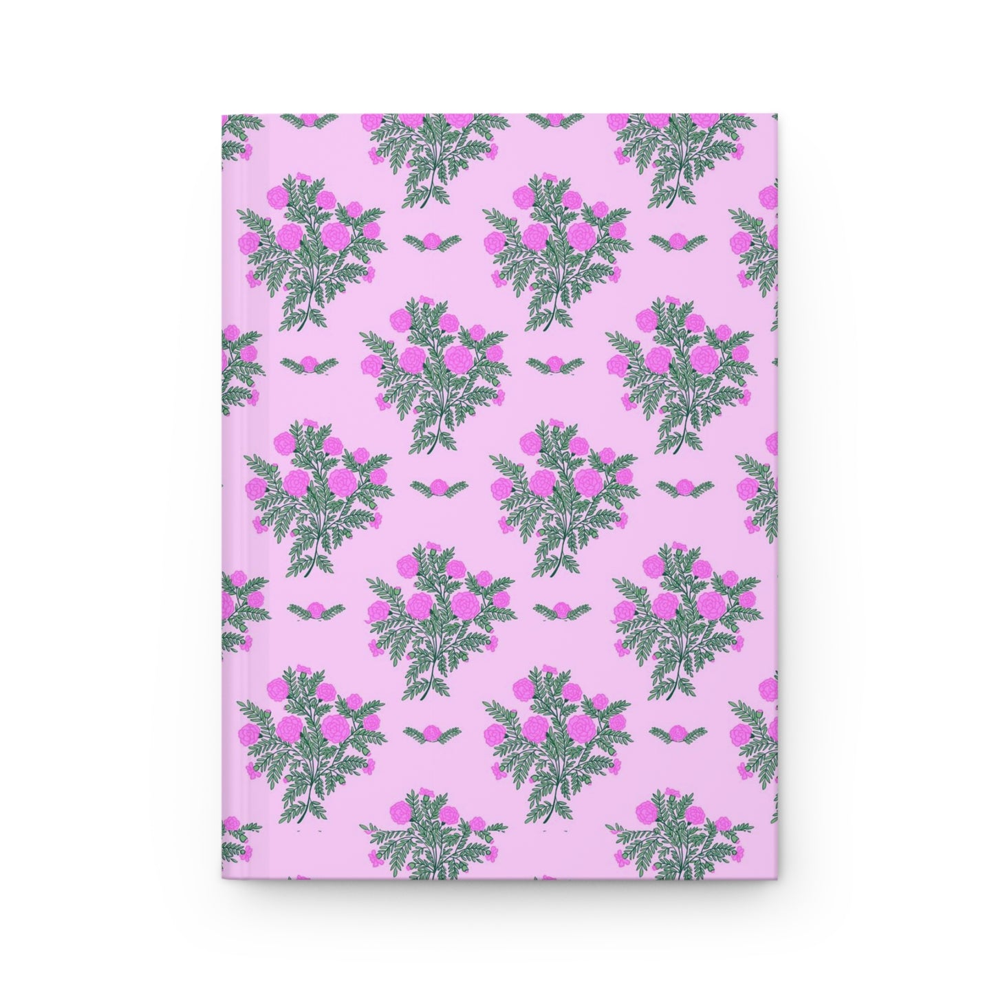 Pretty Pink Marigolds Bouquet Design on Hardcover Journal Matte