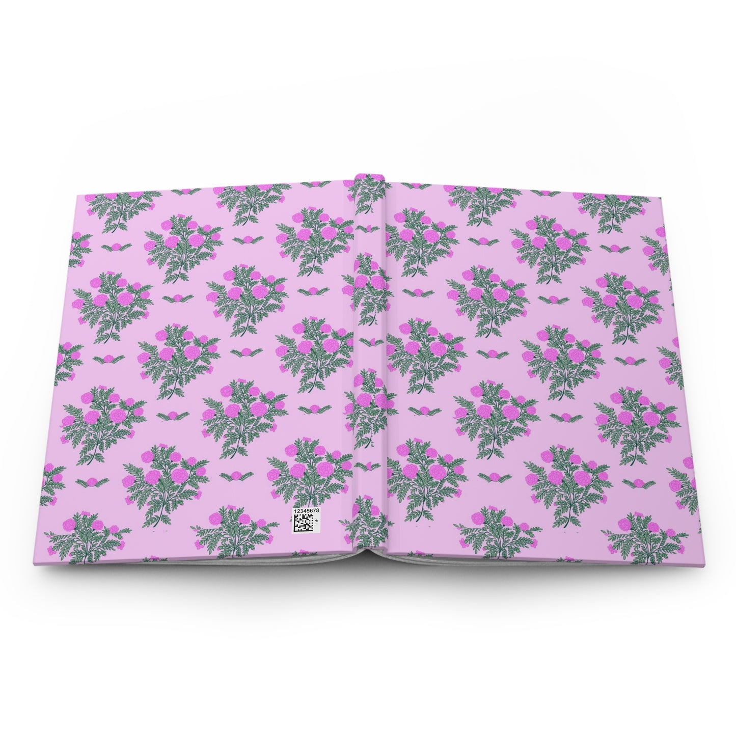 Pretty Pink Marigolds Bouquet Design on Hardcover Journal Matte